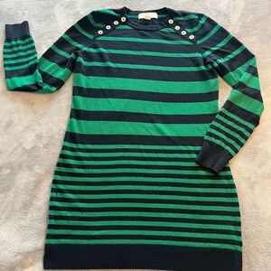 Michael Kors Dress Womens Green Black Striped Classiccore Fall Cozy Basic Size M